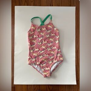 Mini Boden Pink Unicorns Rainbows Swim Swimsuit 10